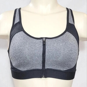 XS X-SMALL Champion N9643 Power Shape Max Zip‎ Front Sport Bra Gray NWT